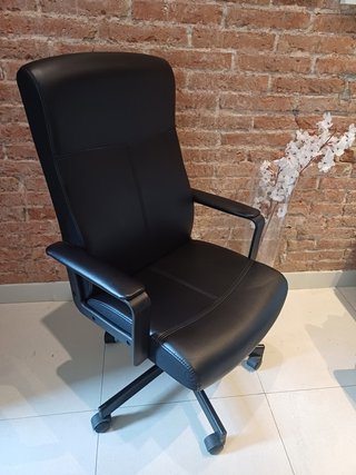 Silla de estudio negra, piel sintética
