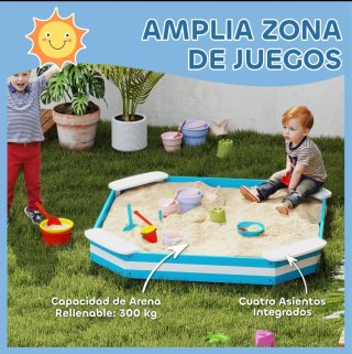 Arenero per bambini in legno con 4 posti a sedere