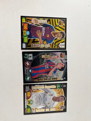 3 Cromos Balón de Oro Messi y Ronaldo