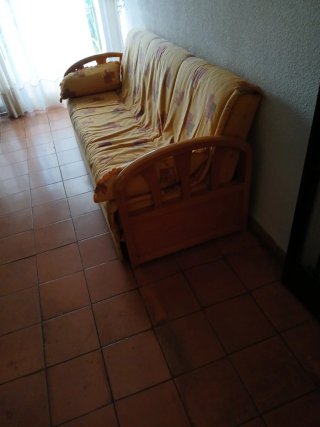 Sofá Cama Multicolor Tela y Madera