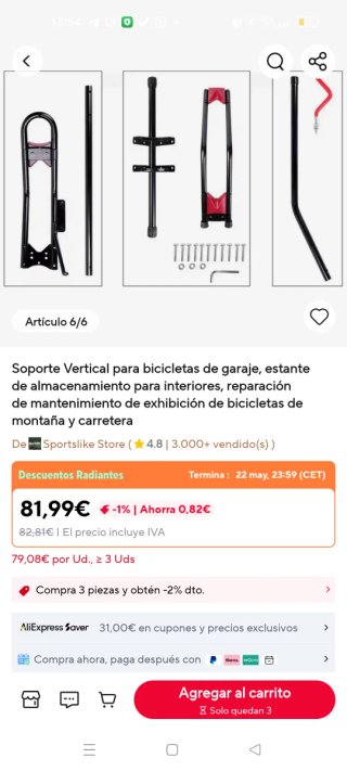 Soporte vertical bicicleta suelo/garaje – almacena