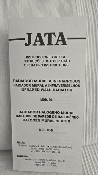 + Radiador Halógeno Mural JATA Mod. 86-H