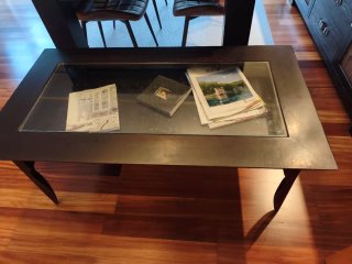 Mesa elevable cristal y madera