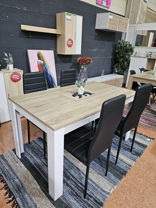 OFERTON DE MESA/COMEDOR NORDICA +4 SILLAS POLIPIEL