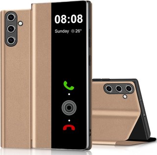 Funda Clear View piel soporte táctil