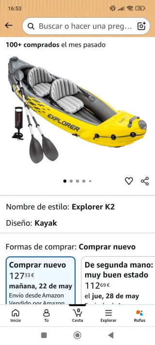Kayak Hinchable 1-2 Plazas Nuevo