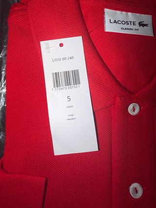 Polo Lacoste ClásicoRojo Talla L manga larga NUEVO