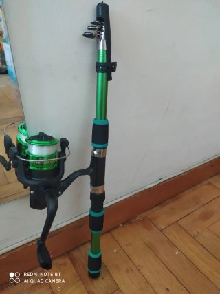 Caña de pesca NUEVA 1'80 metro con carrete y nylon