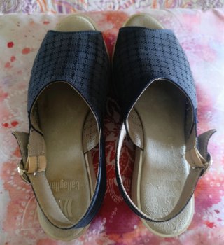 Callaghan Sandalias Cuña Piel-Azul/Beige-40.