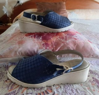 Callaghan Sandalias Cuña Piel-Azul/Beige-40.