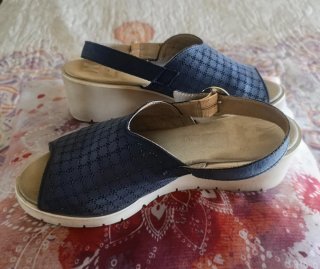 Callaghan Sandalias Cuña Piel-Azul/Beige-40.