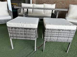 Sofa + Mesa + 2 Sillones + 2 pufs Ratan PE Sebas. Muebles de Jardin y Terraza