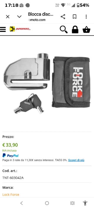 Blocca disco moto Lock Force con antifurto sonoro