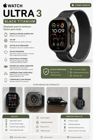 Apple Watch Ultra 3 Negro Titanio