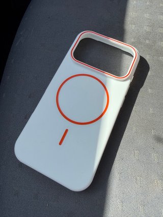 Funda iPhone 17 Pro MagSafe Blanca Naranja