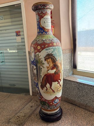 Jarrón Chino Antiguo Grande Porcelana Caballos