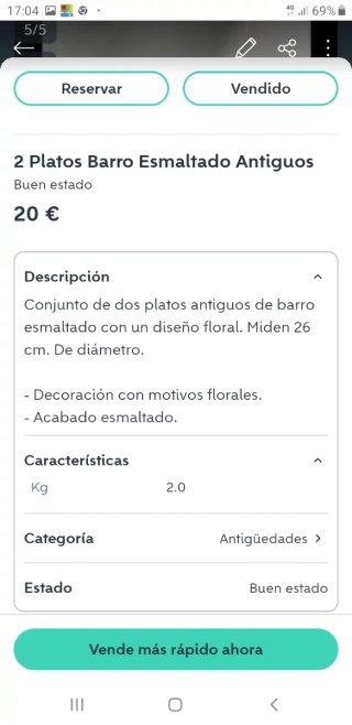 2 Platos Barro Esmaltado Antiguos