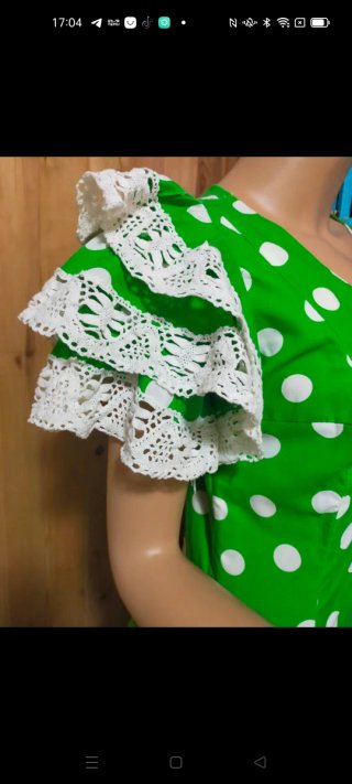 Traje de Gitana Verde con Lunares Blancos