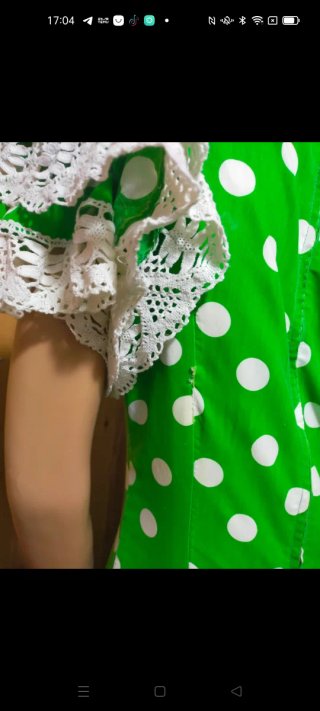 Traje de Gitana Verde con Lunares Blancos