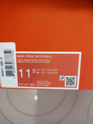 Nike Free Metcon 6 Talla 42'5 45.5 Naranja/Azul