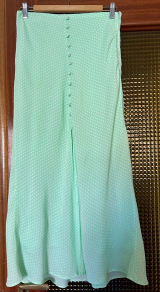 Falda Maxi Verde Lunares Botones Abertura