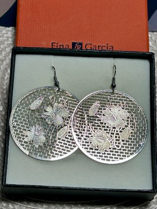 Pendientes Fina Plata Ley Calados Florales