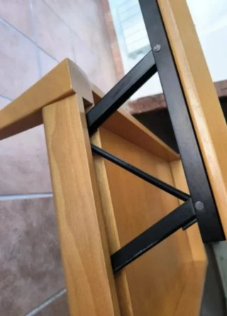 Mesa de cristal y madera mecanismo elevable