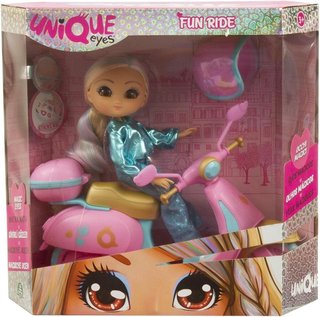 Famosa bambola Unique Eyes con moto