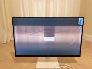 Monitor LG Nero e Bianco con schermo danneggiato