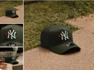 Gorra New York Yankees Verde con Rosa Bordada