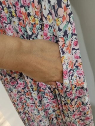 Vestido largo estampado floral manga larga