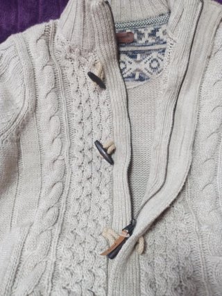 Jersey Cardigan Trenzado Beige talla M