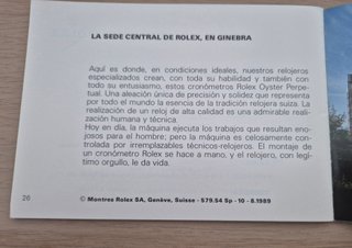 Original Librito Su Rolex Oyster 1989 Español