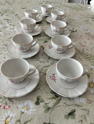 Set di 9 tazzine da caffè con piatti