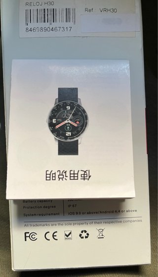 Smartwatch H30 Redondo IP67 Caja Negra/Plata