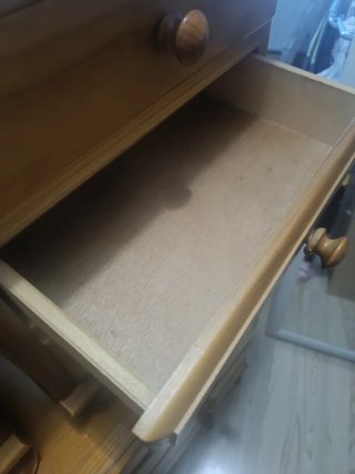 Conjunto taquillón y 2 mesitas madera.