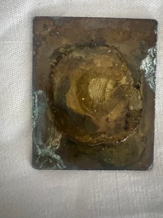 Placa Latón Antigua Sello 6 Reales 1853
