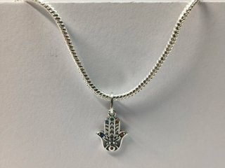 Collar plata mano hamsa multicolor