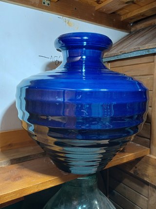 Jarrón Cerámica Azul Metalizado Antiguo
