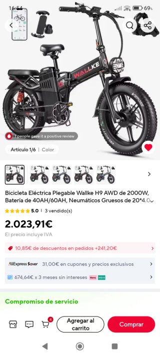 Bicicleta eléctrica Wallke H9 AWD