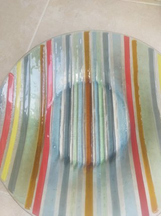 Cuenco de vidrio decorativo vintage multicolo 31cm