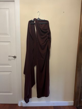 Vestido asimétrico fular marrón Mango