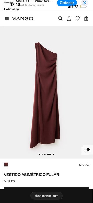 Vestido asimétrico fular marrón Mango