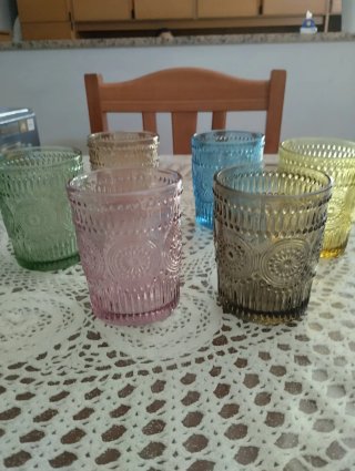 Set 6 Bicchieri Vetro Colorati