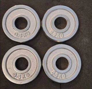 4 discos cromados 0.5kg de 30mm