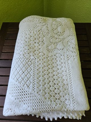 Colcha individual de encaje blanco