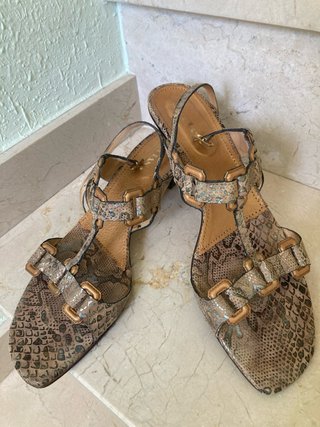 Sandalias Piel Estampado Serpiente