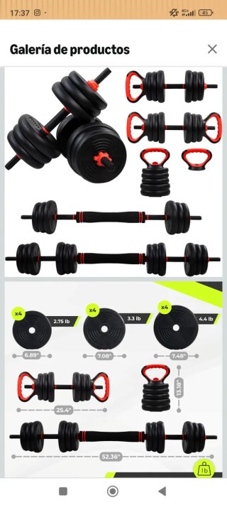 Mancuernas Ajustables Mobiclinic 20 Kg 4 en 1