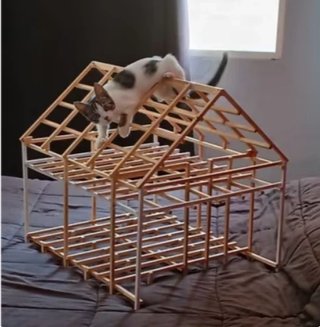 Casita Gatos Madera Artesanal