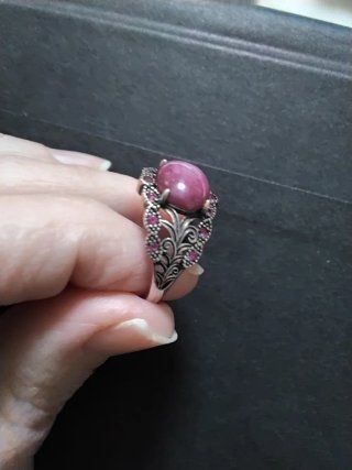 Anillo Plata 925 Rubí estilo vintage